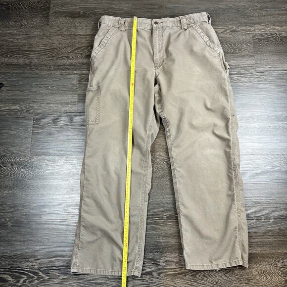Carhartt Mens Canvas Loose Fit Work Dungaree Khaki 38x20 Rugged Workwear Outdoor - Picture 7 of 12